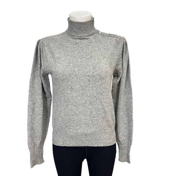 DANIEL CARON Vintage 100% Cashmere Knit Puff Sleeve Sweater sz M gray - Picture 1 of 7